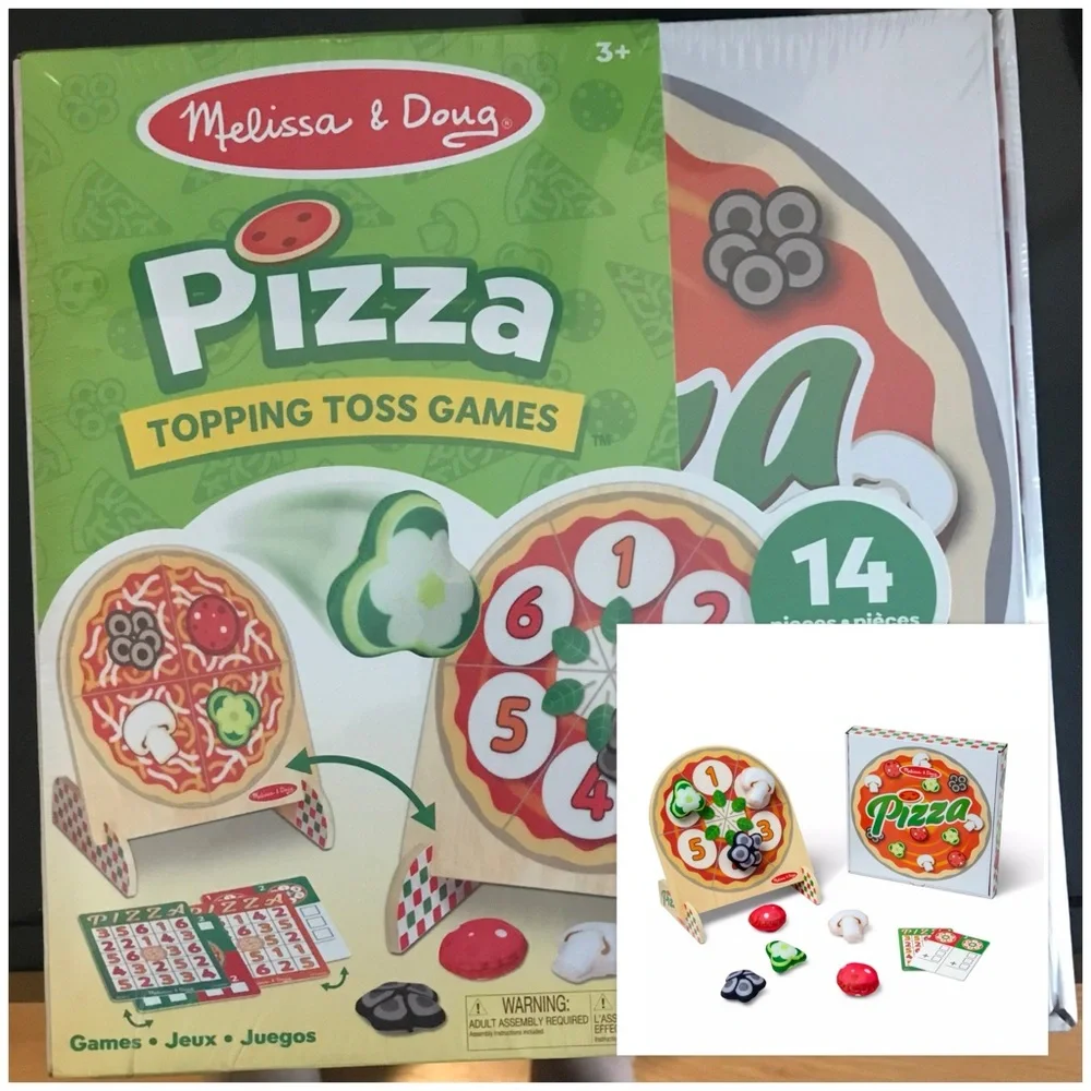 Melissa & Doug Wooden Double-Sided Pizza Topping Toss Games